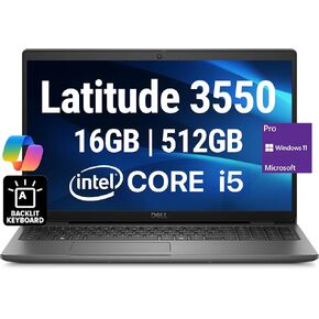 Oemgenuine 2024 Dell Latitude 3550 Notebook 15.6" FHD, Intel 10 Core i5-1335U (Beats i7-1270P), 16GB DDR5 RAM, 512GB NVMe, WiFi 6E, BT, Backlit Keyboard, HD Webcam, RJ-45, Win 11 Pro, Business Laptop