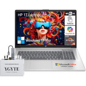 HP 2025 17.3 Touch Screen Laptop PC, 17 Inch Laptop Touchscreen, AMD Ryzen 5(6-Cores), 64GB RAM 2.5TB Storage (2TB SSD+512GB Docking Set), Windows 11 Pro Lifetime Office, 10-Key Number Pad