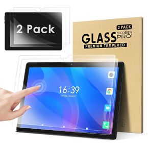 DETUOSI 2-PACK 10 inch Tablet Screen Protector [9.17" * 5.98" / 233mm * 152mm], Ultra-Clear Anti-Scratch Tempered Glass 10.1 inch Tab,Compare size of Tempered Glass Film with Size of your Tablet