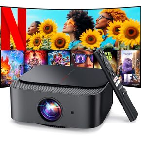 [2025 Netflix-Official | 386+ Built-in Apps] DBPOWER E2 Smart Projector with WiFi and Bluetooth, Mini Projector 4K with Netflix, Youtube, Disney+, Hulu, Max, Crunchyroll w Portable Case