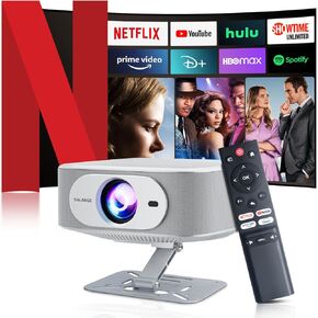 جهاز عرض مرخص لـ Netflix مع WiFi Bluetooth 4K ، Auto Keystone/Electric Focus ، Smart Android 13 NTV ، 400 ANSI Lumen ، جهاز عرض أفلام خارجي محلي 1080 بكسل ، تطبيقات مصغرة ، تطبيقات مدمجة (2025)