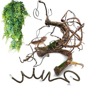BNOSDM Reptile Vines,Bendable Jungle Climbing Vine,Terrarium Plants Artificial Decor,Tank Decorations Accessories for Bearded Dragons Chameleons Snakes Lizards Hermit Crabs