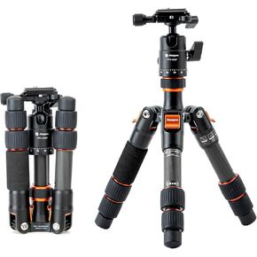 Fotopro Mini Tripod Carbon Fiber Travel Tripod with Ball Head Quick Release Plate for DSLR Lightweight Compact Mini Small Tripod Desktop Tripod Max Load 8kg X-GO Mini2 Black