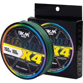 9KM DWLIFE Braided Fishing Line 8lb/12lb/15lb Dyneema Fishing Line, Zero Stretch & Anti-Bite Coating for Freshwater/Saltwater Fishing 4 Strand