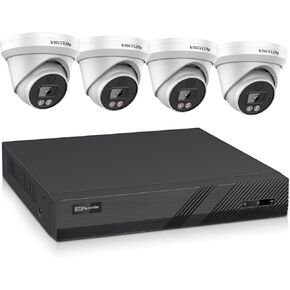 VIKYLIN 8 Channel Security Camera System, Full Function 4 x 4K 8MP Commercial Turret PoE IP Cameras 2-Way Talk, Smart AI Human/Vehicle Detection, 112° Wide Angle, 98Ft Night Vision