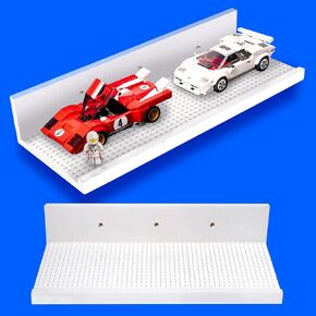 16 رفوف رفوف عائمة لعرض لبنة البناء - متوافقة مع رف شاشة LEGO - أرفف عائمة للجدار - تعمل مع لبنات البناء الرئيسية - حزمة بيضاء 2