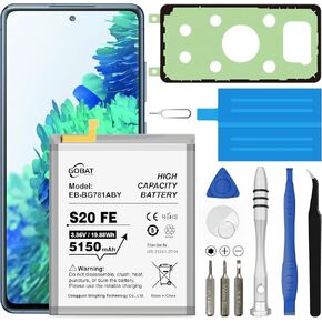 Replacement for Samsung Galaxy S20 FE Battery,5150mAh High Capacity Compatible with Samsung Galaxy S20 FE Model (SM-G781B G781U G781W SM-A526 A526B/DS A5260 A526W) with Tool Kits,EB-BG781ABY