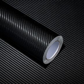 Black Carbon Fiber Car Wrap Vinyl Outdoor/Interior Realistic Carbon Design Vinyl Wrap for Cars, Boat, Bike (Silver, 60inch x 100ft)