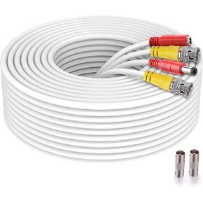 200ft Bnc Cable All-in-One Siamese Video and Power Security Camera Cable, Extension Wire Cord with 2 Female Connectors for All Max 5MP HD CCTV DVR Surveillance System (200ft Cable, Black)