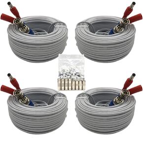 1PCS 100ft/30m Integrated BNC Video Power Cable Extension. Ideal for Security Cameras, CCTV, Surveillance, and DVR System installations Free 2×BNC connectors