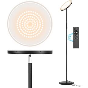 LED Floor lamp, Super Bright 30W LED Equivalent to 300W Modern Floor Lamp with Remote, Stepless Dimming and Color Temperature, 69"Tall Floor Lamps for Living Room Bedroom Office, Black