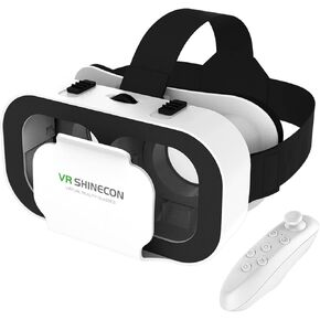 VR Headset,3D VR Glasses Virtual Reality Goggles for iPhone & Android Compatible 4.7-6.5 inch, Adjustable 3D Glasses Headset Helmets with Controller, for Movies,TV & Video Games