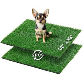 LOOBANI Dog Grass Pee Pad 18''x23'', 2 Pack Artificial Grass for Puppy Indoor Outdoor Potty Training Rug, Replacement Fake Grass Turf Mat with Drainage Holes