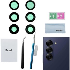 3 Pieces OEM New Rear Camera Glass Lens Replacement for Samsung Galaxy Z Fold 6 with Adhesive Pre-Installed with Installation Manual and Repair Tools Kit (for Z fold 6)