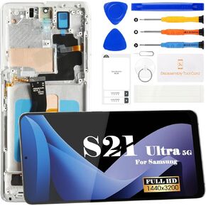 incell for Samsung Galaxy S21 Ultra 5G LCD Screen Replacement for Samsung S21 Ultra 5G Display لـ SM-G998U SM-G998B/DS DDIGITIZER REPICE REPACK ERNACH ERNACH مع إطار (الفضة)