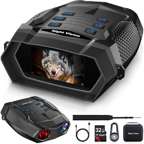 Night Vision Goggles, 4K Night Vision Binoculars for Adults, Infrared Goggles with 5000mAh Rechargeable Battery,32GB TF Card,3'' TFT Screen,1968FT Infrared Binoculars for Hunting,Camping&Security