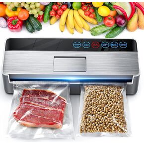 Vacuum Sealer Machine, Full Automatic Food Sealer (95Kpa), Vacuum Sealers Bags, Air Sealing System Dry, Moist Food Preservation Modes, Lab Tested, LED Indicator Lights