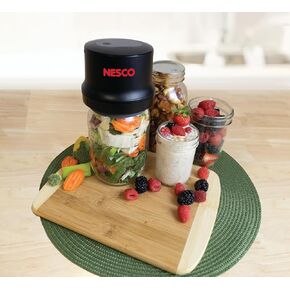 Nesco 2-in-1 Electric Mason Jar Vacuum Sealer Kit with Assorted Lids, Type-C Charging Cable, and Bottle Opener