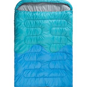 Sleeping Bag - Double Camping Sleeping Bags 2 Person for Adults Kids Boys Girls for Hiking Backpacking - Warm Cold Weather Lightweight Portable with Compression Bag for Indoors Outdoors Activities