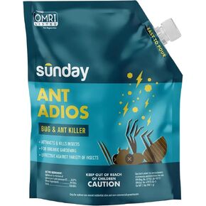 Sunday Ant Adios - Bug & Ant Killer - Outdoor Insect Control Uses Spinosad to Eliminate Ants, Earwigs, Cutworms, & More - for Organic Gardening - Treats 4,000 sq ft - Results in 3-14 Days - 2lbs