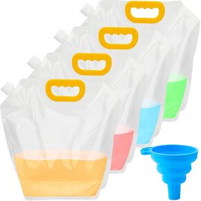 Collapsible Water Container 4-Pack, 1.3Gallon/5L Portable Water Storage Bag for Camping, Hiking, RV, Emergency - BPA-Free, Leakproof, Freezable