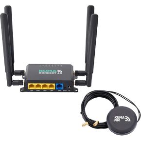 KUMA CONNECT PRO 4G LTE WiFi Router Modem with Outdoor Puck 5G Antenna - 300Mbps Portable Unlocked Mobile Hotspot with SIM Slot - Cellular MiFi Signal for Home Travel Car RV - Wireless Internet Device