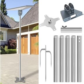 for Starlink Gen 3 Pole Mount Kit with Pipe Adapter, Thickened Stainless Steel 5 Section Pole(1.37'' Diameter) Starlink Mounting Kit for Ground/Yard Lawn Ground, 7.2ft