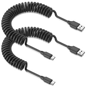 كابل ملفوف USB C إلى Lightning بطول 3أقدام، 2 حزمة سلك شاحن سيارة قصير iPhone شحن سريع قابل للسحب USB C إلى سلك iPhone لـ CarPlay متوافق مع iPhone 14/13/12/11Pro/X/XR/8/7/6s/Plus/iPad