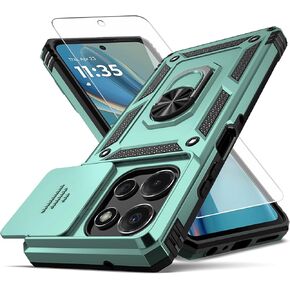 for Moto G Power 5G 2025 Case,with Camera Lens Cover HD Screen Protector,[Military Grade] Car Mount Kickstand Shockproof Protective Case for Motorola G Power 5G 2025, Black
