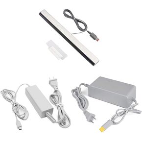 Xahpower Sensor Bar for Wii and 1 pack Charger for Wii U Gamepad and 1 pack Console Charger for Wii U