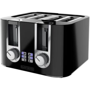BLACK+DECKER 4-Slice Toaster, 7 Toast Shades, Removable Crumb Tray, Illuminated Bagel, Frozen and Cancel Functions