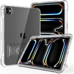 Rantice Case for Apple iPad Pro 13 Inch 2024 (M4),with Pencil Holder & Kickstand, Slim Sparkly Glitter Shockproof Bumper Cover, Cute Sparkly for Women and Girls, ClearGlitter