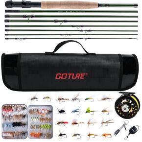 Goture Fly Fishing Rod and Reel Combo 9FT 8-Sections Fly Fishing Pole, Pre-Lined Fly Fishing Reel, 80/90 Pcs Fishing Flies with Box, Waterproof and Portable Bag, Fly Fishing Starter Kit