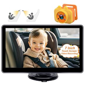 Yakry 7-Inch Baby Car Camera Recording - Touchscreen 1080P HD, 3X Zoom, 940nm Night Vision, 150° Wide Angle, Easy Install for Enhanced Baby and Pet Visibility, Rear Facing Backseat Camera for Infant