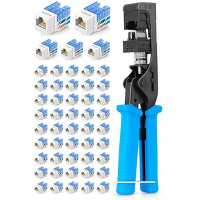 Everest Media Solutions Bundle – 2 Items: easyJACK - Speed Termination Tool + 50 Pack of RJ45 CAT5e UTP Keystone Jacks - White