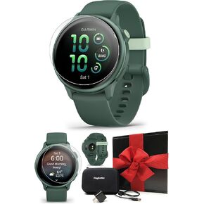 PlayBetter Garmin vivoactive 6 (Slate/Black) Gift Box Bundle - AMOLED Health Watch, 11-Day Battery, Body Battery & Music Screen Protectors, Wall Adapter & Hard Case