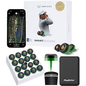 Arccos Gen 4 Golf Smart Sensors Bundle - Set of 16 Smart Sensors, A.I. Powered, Smart Club Distances, Strokes Gained Insights with PlayBetter 5000mAh Portable Charger