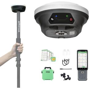 E1 Lite GNSS RTK GPS Surveying Equipment – 1408 Channels RTK Rover for High-Precision Measurement, Land Survey, Topographic Mapping, CORS Correction, with SC200 Collector & Software, FCC Certified