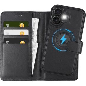2 in 1 PU Leather for iPhone 16 Pro Max Leather Case, Detachable Wallet Case with Card Holder, Removable Flip Folio Cover with Stand Shockproof Phone Cover（Compatible with MagSafe） Brown