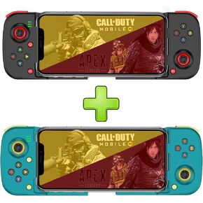 Mobile Game Controller Gamepad for iPhone iOS Android PC: Works with iPhone13/12/11/X, iPad, Samsung Galaxy, Motorola, TCL, Tablet, Apex Legends, Call of Duty - (Black+Blue)