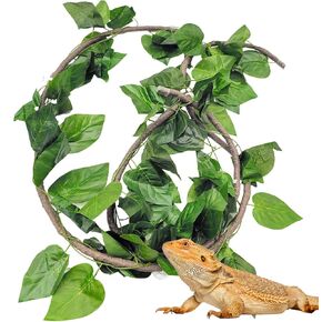 Tfwadmx 3 Pcs Flexible Bend-A-Branch Jungle Vines Reptile Plants Hanging Terrarium Plastic Plant Climbing Leaves Pet Tank Habitat Decor for Lizard Frogs Snakes and More Reptiles