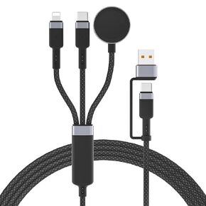 3 in 2 Multi Charging Cable for Apple Watch and Phone Charger, 6ft Fast Charger Cable Cord with iWatch Charger/iPhone Lightning Cable/USB C Cable for iWatch Ultra/SE/10/9/8/7/6/5,iPhone 16/15/14/13/12