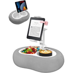 موقف وسادة لوحي ، متوافق مع 5 "-12.9" Kindle ، iPad ، الهاتف/الجهاز اللوحي ، Google ، Samsung ، حامل الهاتف الدوراني 360 درجة للسرير ، نسيج فخم ناعم ، وعاء قابل للفصل ، والقراءة والاسترخاء على السرير ، والوردي