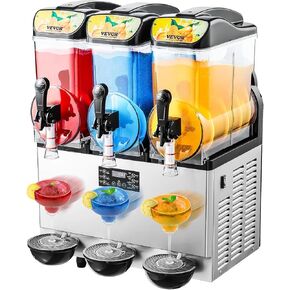VEVOR Commercial Frozen Drink Maker, 15Lx2 Double Tank Slushy Machine, 120 Cups Stainless Steel Margarita Smoothie Frozen Drink Machine, Slushie Maker for Home Party Restaurants Cafe Bars