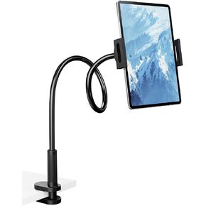 Flexible Gooseneck Tablet Holder, 360° Adjustable Phone Mount with Sturdy Clamp for Desk/Bed/Kitchen, Compatible with iPad Air Pro Mini iPhone/Samsung Galaxy Tabs/Nintendo Switch/4.7~12.9"