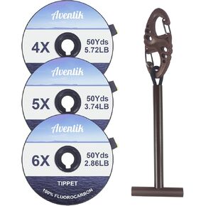 Aventik Fluorocarbon Tippet Clear Fly Fishing Leader Tippet Line with Tippet Holder Trout 3X 4X 5X 6X