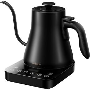 SHARDOR Gooseneck Electric Kettle with 1-Degree Precision Temperature Control, Electric Kettle with LED Touchscreen, Gooseneck Kettle with Brew Stopwatch, for Pour Over Coffee, 40.6OZ, Black
