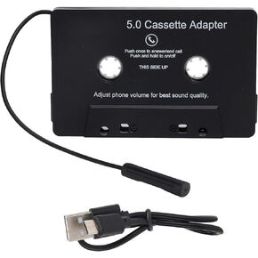 Car Bluetooth Cassette Adapter, Manual Control, Cassette Receiver Converter with Microphone, Rechargeable Battery, LED Indicator, Call Function