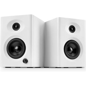3" Bookshelf Speakers with Detailed Mellow Treble & Deep Bass, 60W Max Output, Compact HiFi Audio for Home Office, PC, or Laptop - White Pair