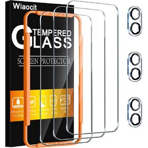 3 Pack Tempered Glass Screen Protector for iPhone 16 with 3 Pack Camera Lens Protector, 9H Hardness, Bubble Free, Case Friendly